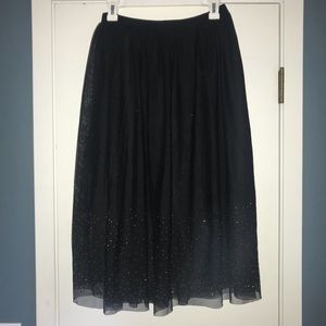 A New Day Chiffon Black Jeweled Midi Skirt